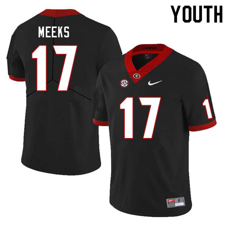 Georgia Bulldogs Youth Jackson Meeks #17 Black Stitched College UGA Football Jersey 23IO011MF